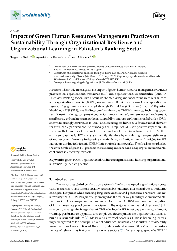 (PDF) Impact of Green Human Resources Management Practices on ...