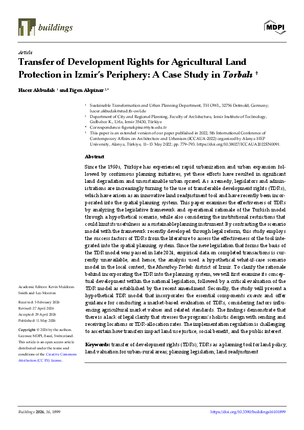 (PDF) Transfer of Development Rights for Agricultural Land Protection ...