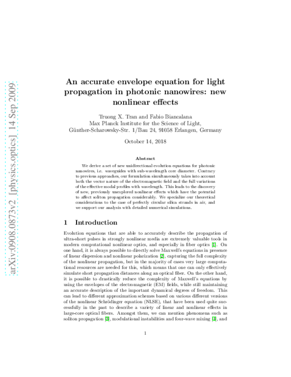 (PDF) An accurate envelope equation for light propagation in photonic ...
