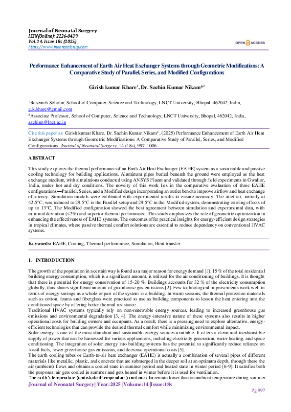 (PDF) Performance Enhancement of Earth Air Heat Exchanger Systems ...