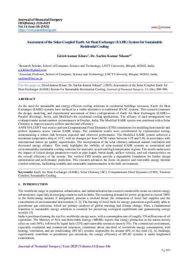 (PDF) Assessment of the Solar-Coupled Earth Air Heat Exchanger (EAHE ...