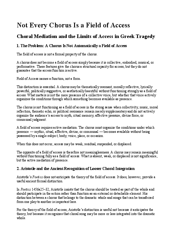 (PDF) Not Every Chorus Is a Field of Access: Choral Mediation and the ...