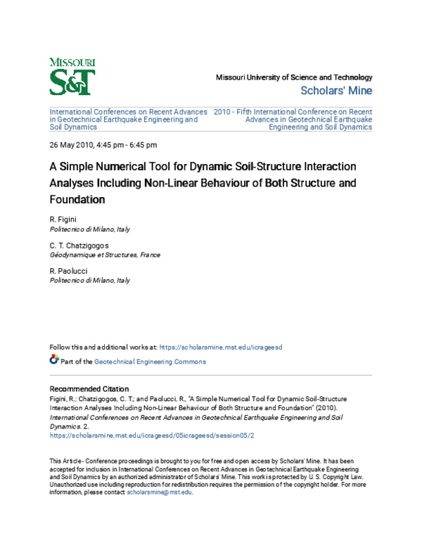 (PDF) A simple numerical tool for dynamic soil-structure interaction ...