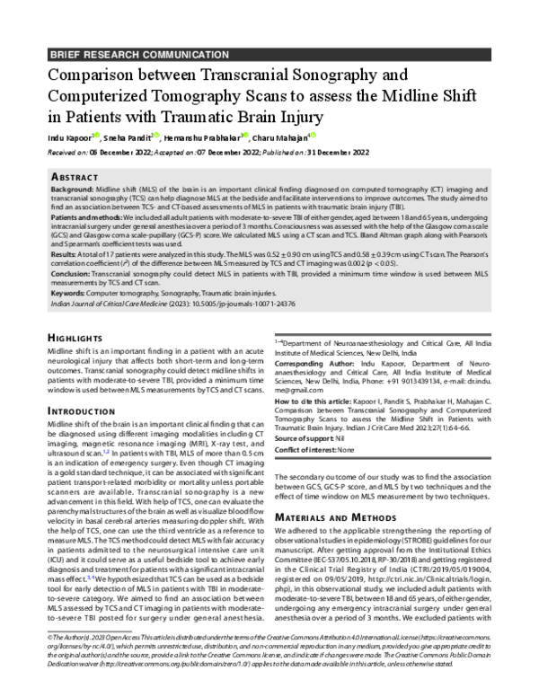 (PDF) Comparison between Transcranial Sonography and Computerized ...