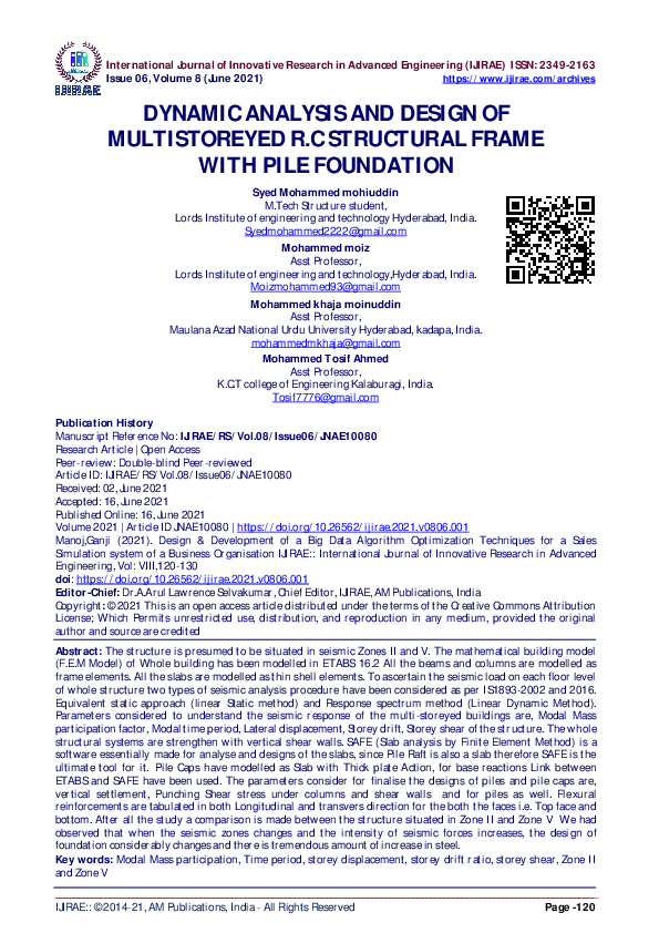 (PDF) Dynamic Analysis and Design of Multistoreyed R.C Structural Frame ...