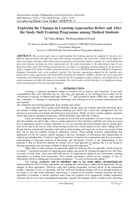 (PDF) Exploring the Changes in Learning Approaches Before and After the ...