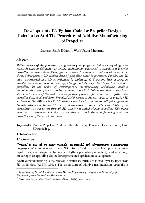 (PDF) Development of A Python Code for Propeller Design Calculation And ...