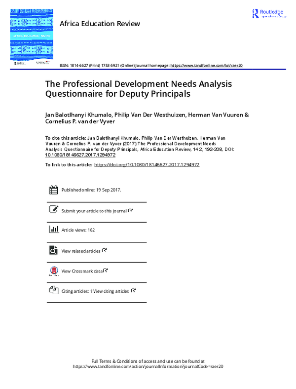 (PDF) The Professional Development Needs Analysis Questionnaire for ...