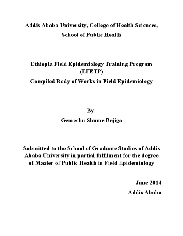 (PDF) Ethiopia Field Epidemiology Training Program (EFETP) Compiled ...