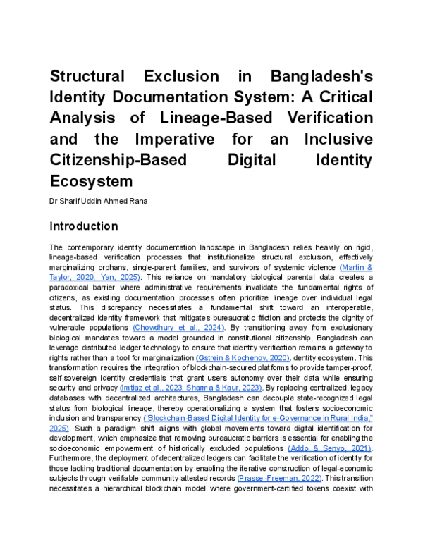 (PDF) Structural Exclusion in Bangladesh's Identity Documentation ...