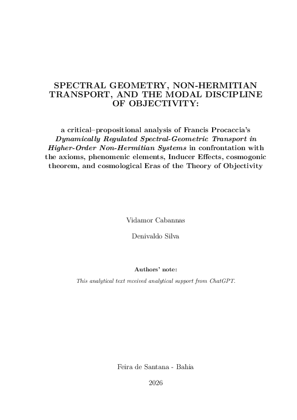 (PDF) SPECTRAL GEOMETRY NON HERMITIAN TRANSPORT AND THE MODAL ...