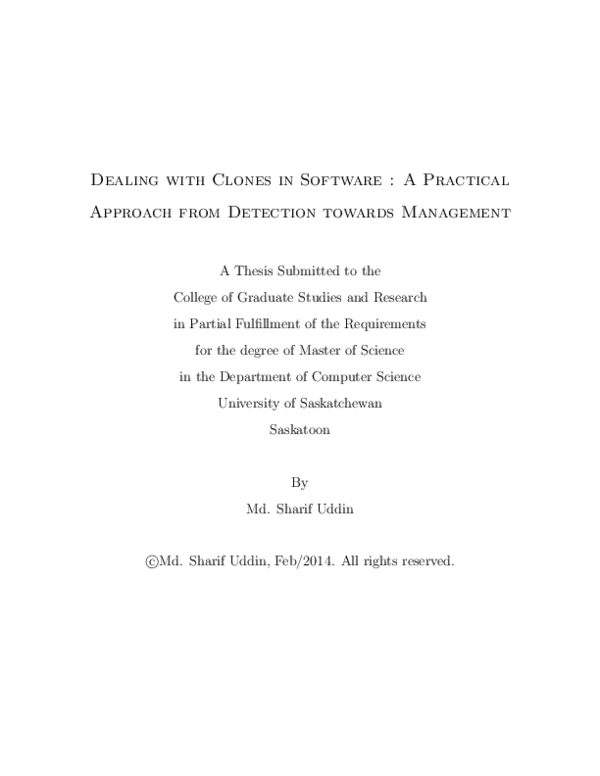 (PDF) Dealing with clones in software : a practical approach from ...