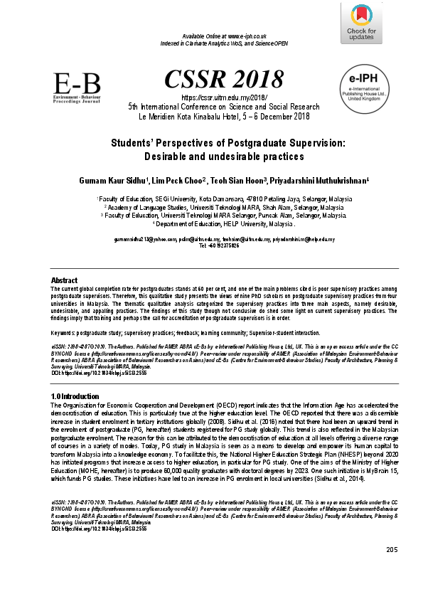 (PDF) Students’ Perspectives of Postgraduate Supervision: Desirable and ...