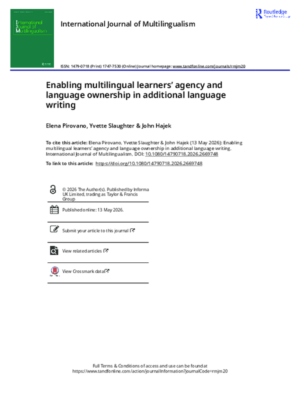 (PDF) Enabling multilingual learners' agency and language ownership in ...