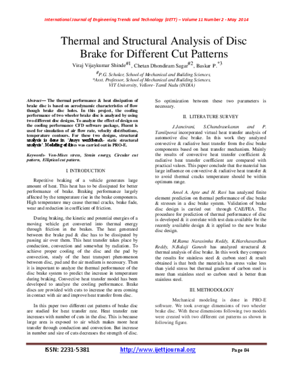(PDF) Thermal and Structural Analysis of Disc Brake for Different Cut ...