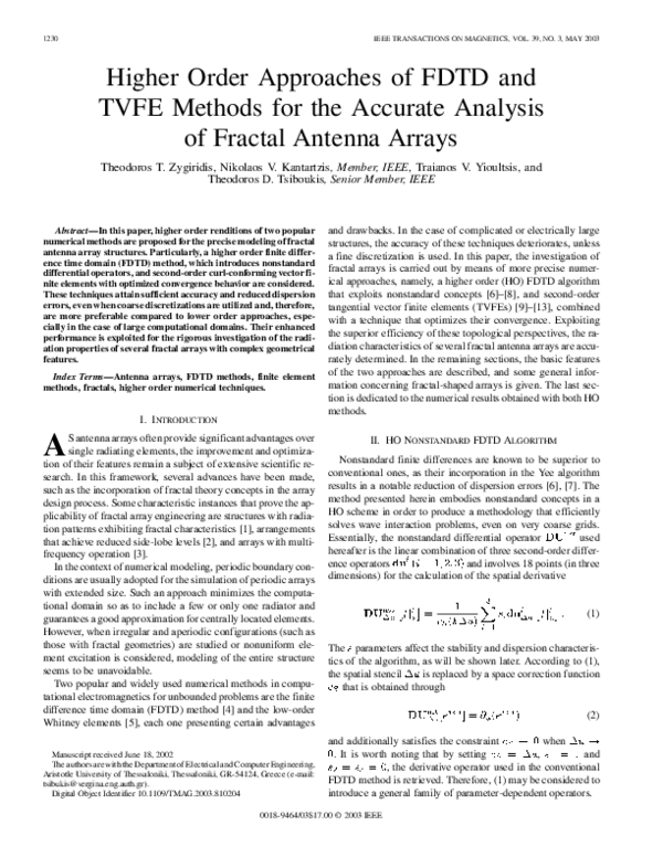 (PDF) Higher order approaches of FDTD and TVFE methods for the accurate ...