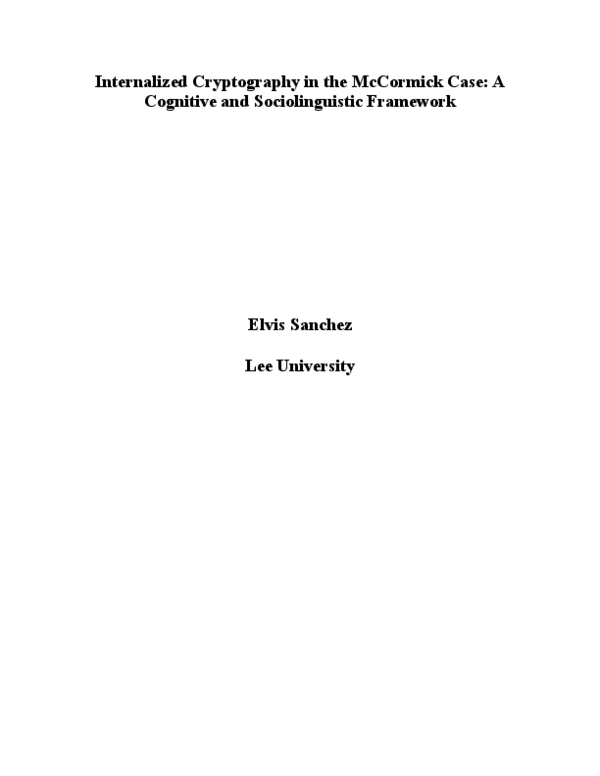 (PDF) Internalized Cryptography in the McCormick Case: A Cognitive and ...
