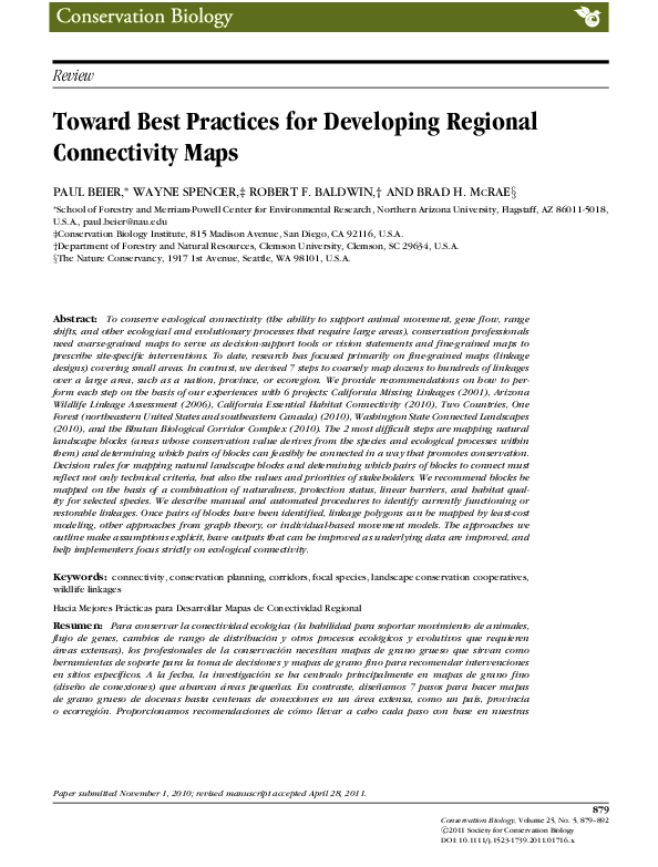 (PDF) Toward Best Practices for Developing Regional Connectivity Maps