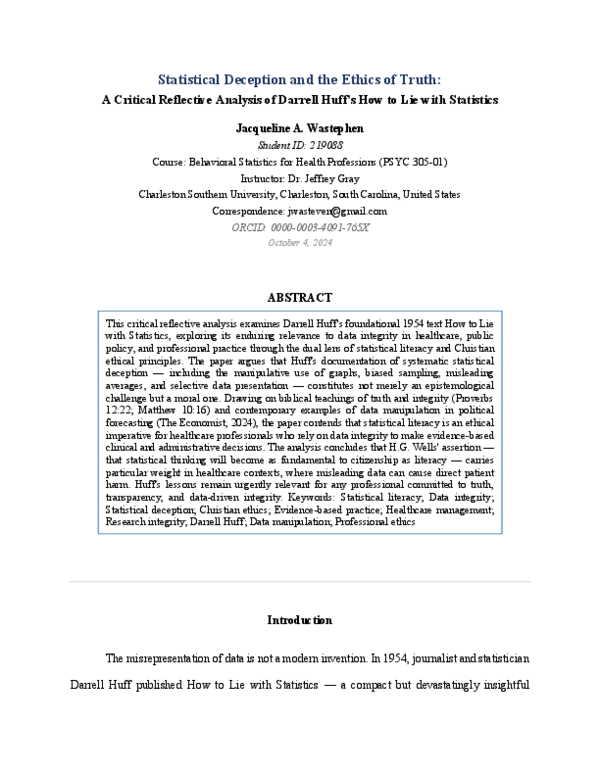 (PDF) Statistical Deception and the Ethics of Truth: A Critical ...
