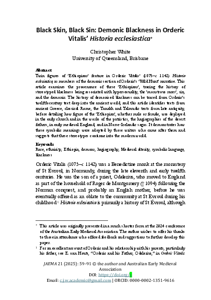 (PDF) Black Skin, Black Sin: Demonic Blackness in Orderic Vitalis ...