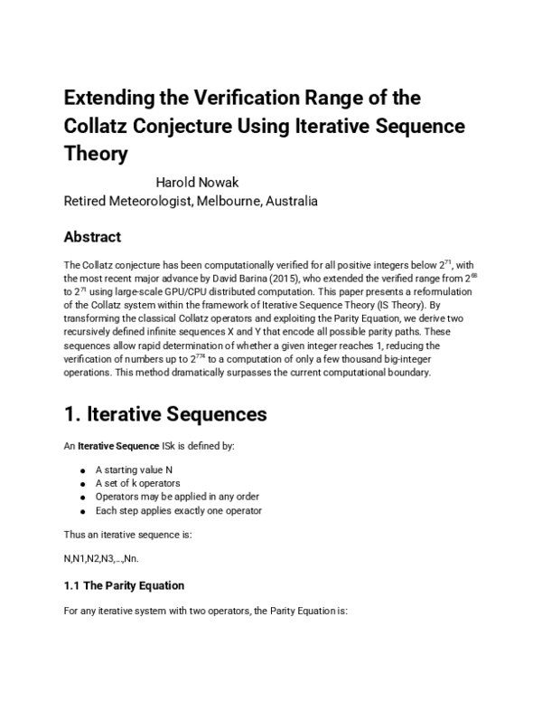 (PDF) Extending the Verification Range of the Collatz Conjecture Using ...