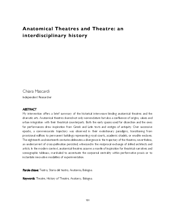 (PDF) Anatomical Theatres and Theatre