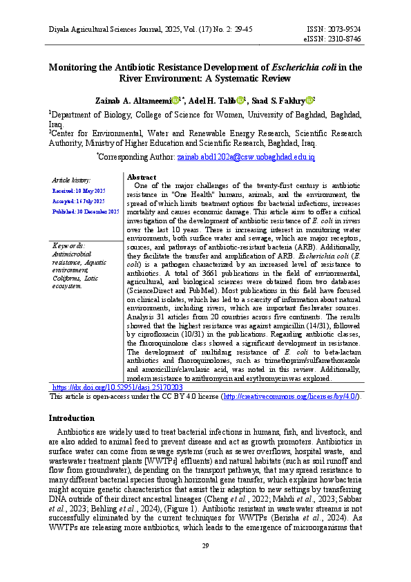 (PDF) Monitoring the Antibiotic Resistance Development of Escherichia ...