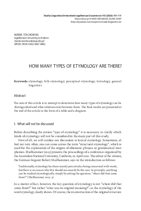(PDF) How many types of etymology are there?