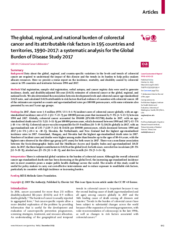 (PDF) The global, regional, and national burden of colorectal cancer ...