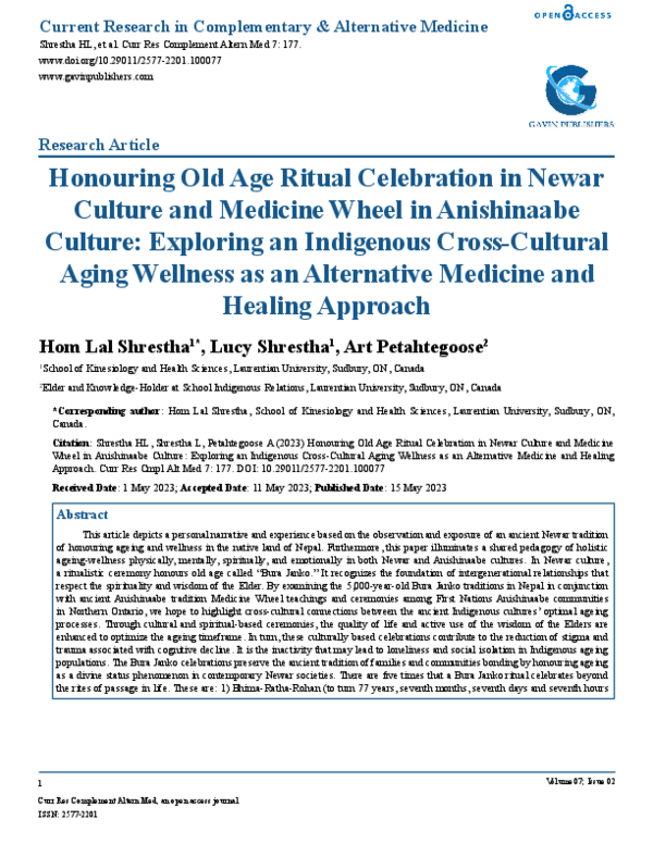 (PDF) Honouring Old Age Ritual Celebration in Newar Culture and ...