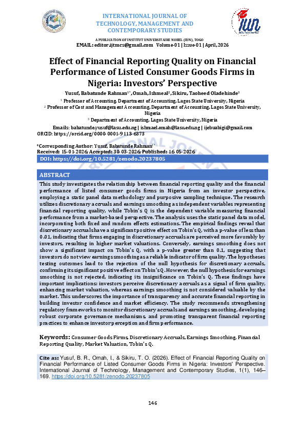 (PDF) Effect of Financial Reporting Quality on Financial Performance of ...