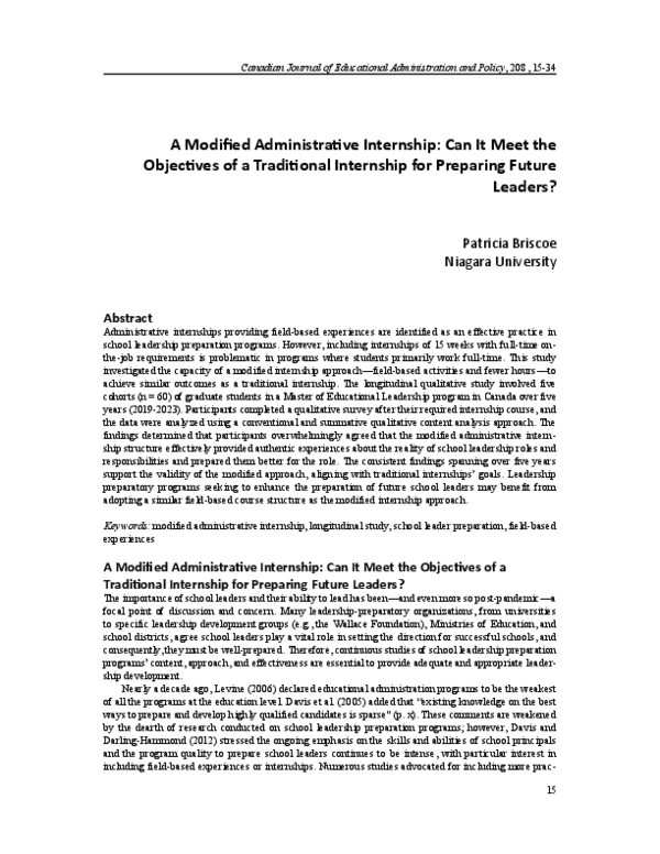 (PDF) A Modified Administrative Internship: Can It Meet the Objectives ...