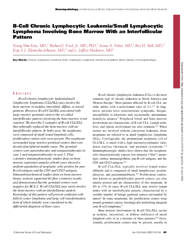 (PDF) B-Cell Chronic Lymphocytic Leukemia/Small Lymphocytic Lymphoma ...