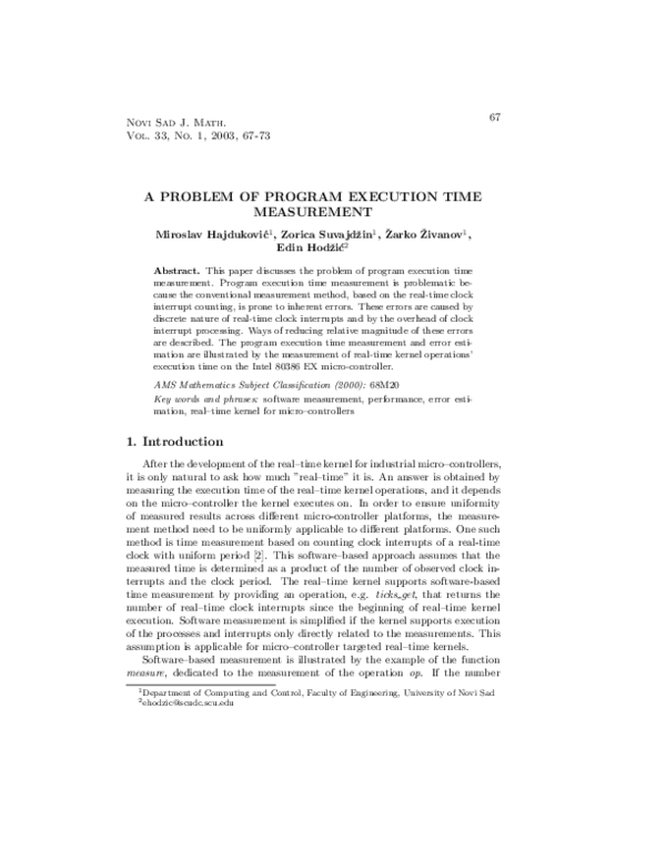 (PDF) A problem of program execution time measurement