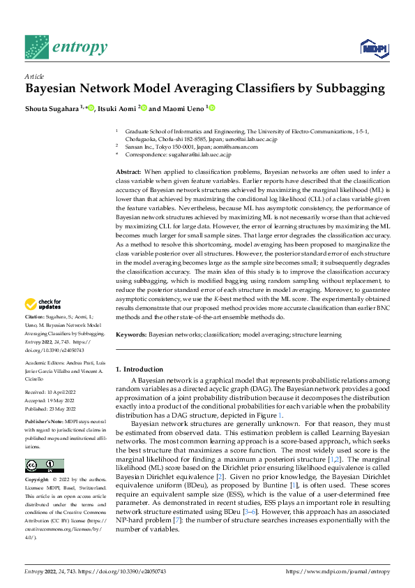 (PDF) Bayesian Network Model Averaging Classifiers by Subbagging