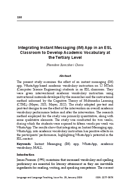 (PDF) Integrating Instant Messaging App in an ESL Classroom to Develop ...
