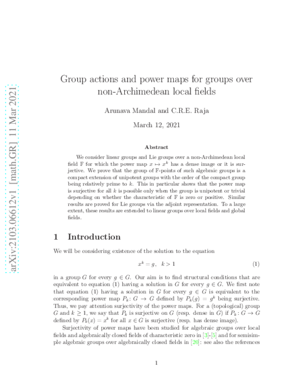 (PDF) Group actions and power maps for groups over non-Archimedean ...