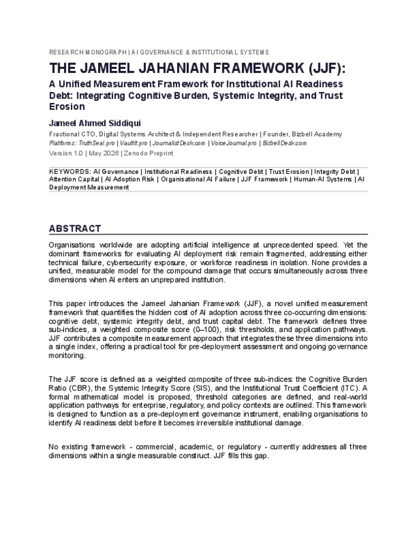 (PDF) THE JAMEEL JAHANIAN FRAMEWORK (JJF): A Unified Measurement ...
