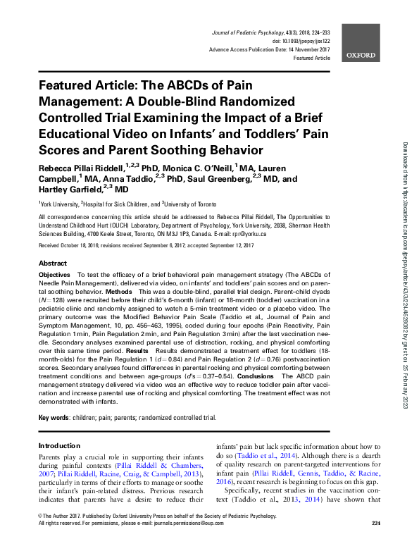 (PDF) Featured Article: The ABCDs of Pain Management: A Double-Blind ...