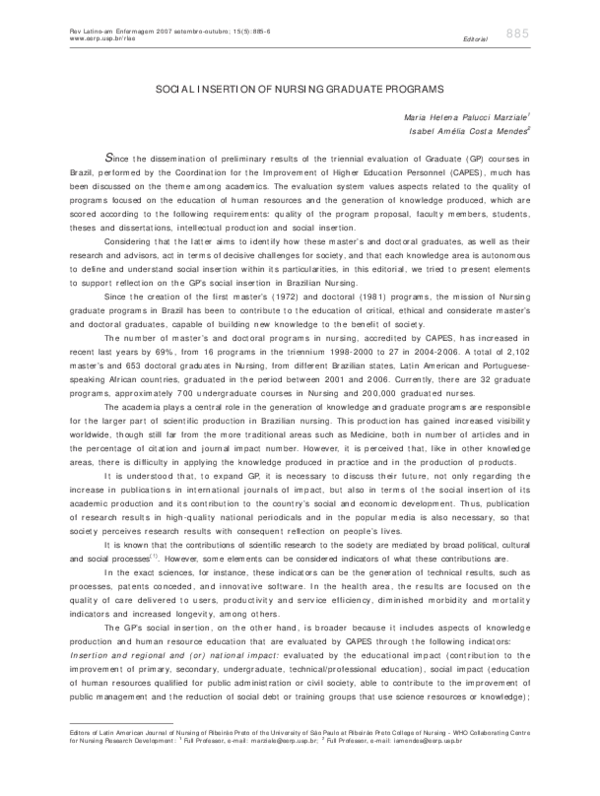 (PDF) Social insertion of nursing graduate programs