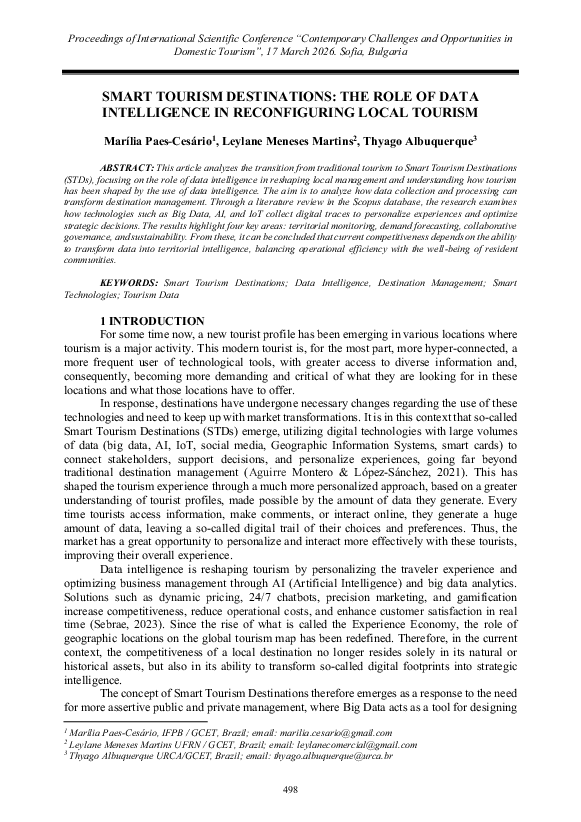 (PDF) SMART TOURISM DESTINATIONS: THE ROLE OF DATA INTELLIGENCE IN ...