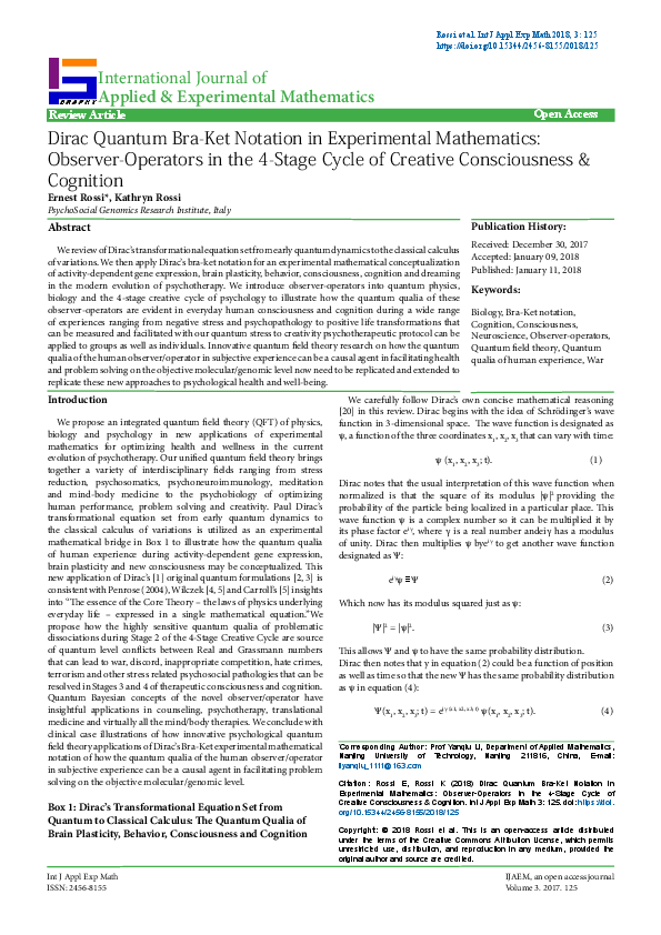 (PDF) Dirac Quantum Bra-Ket Notation in Experimental Mathematics ...