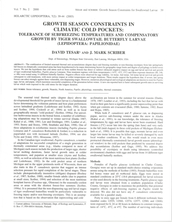 (PDF) Growth season constraints in climatic cold pockets: tolerance of ...