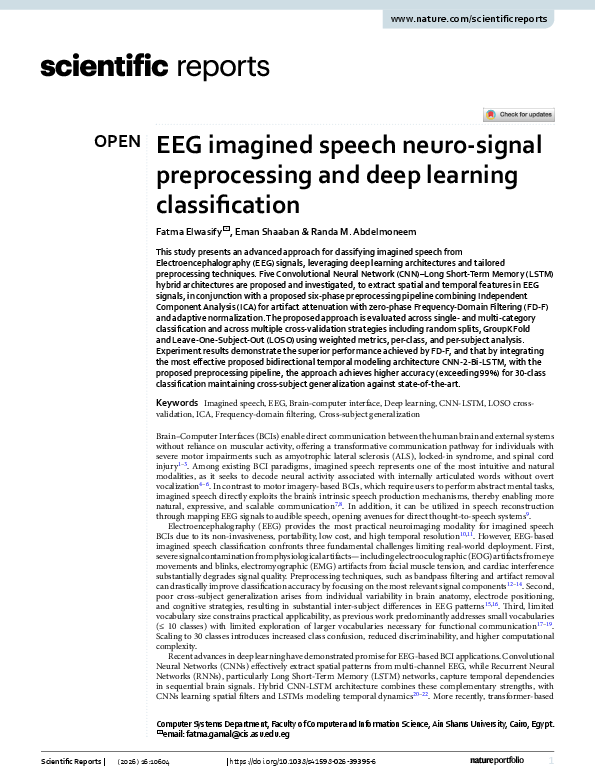 (PDF) EEG imagined speech neuro-signal preprocessing and deep learning ...