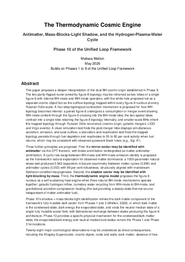 (PDF) The Thermodynamic Cosmic Engine: Antimatter, Mass-Blocks-Light ...