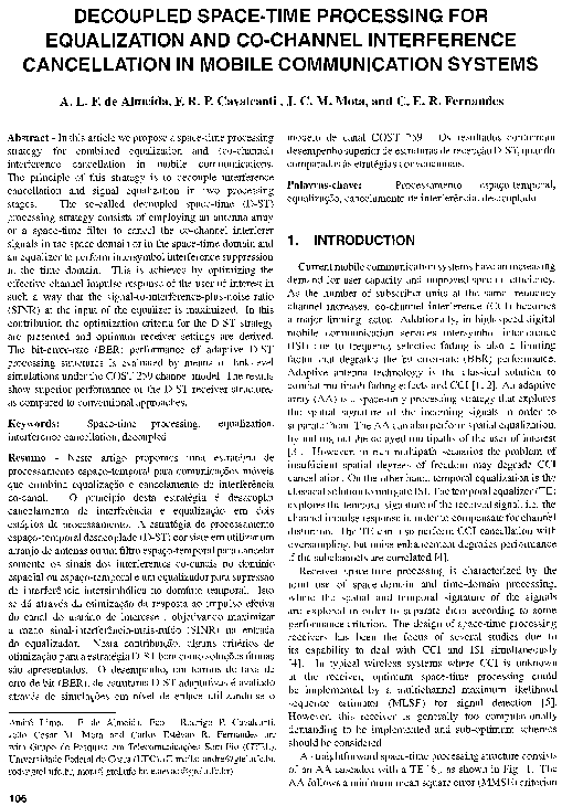(PDF) Decoupled Space-Time Processing for Eqialization and Co-Channel ...