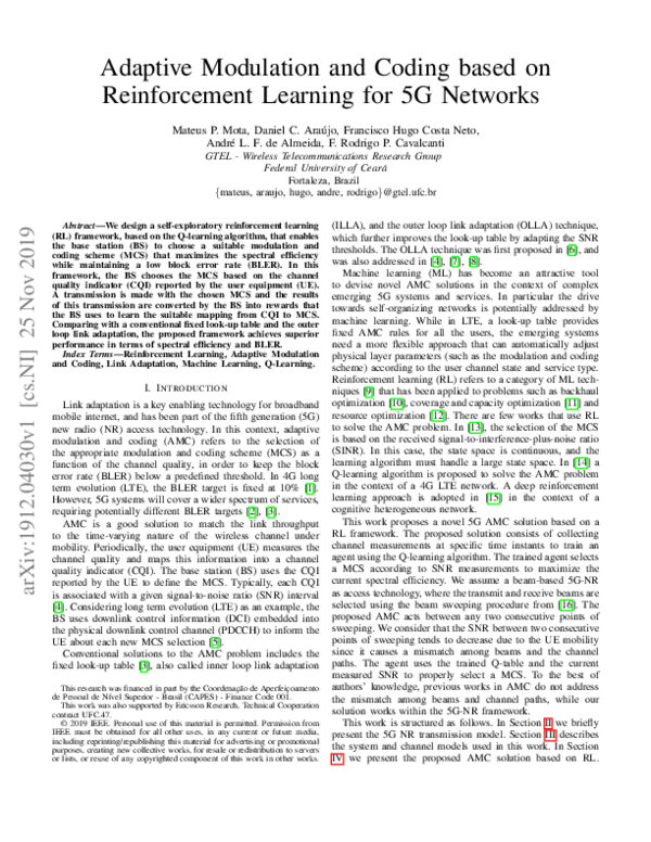 (PDF) Adaptive Modulation and Coding Based on Reinforcement Learning ...