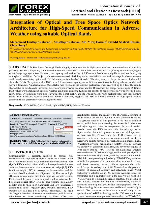 (PDF) Integration of Optical and Free Space Optics Network Architecture ...