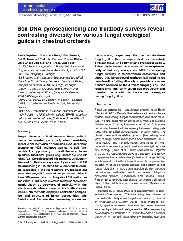 (PDF) Soil DNA pyrosequencing and fruitbody surveys reveal contrasting ...