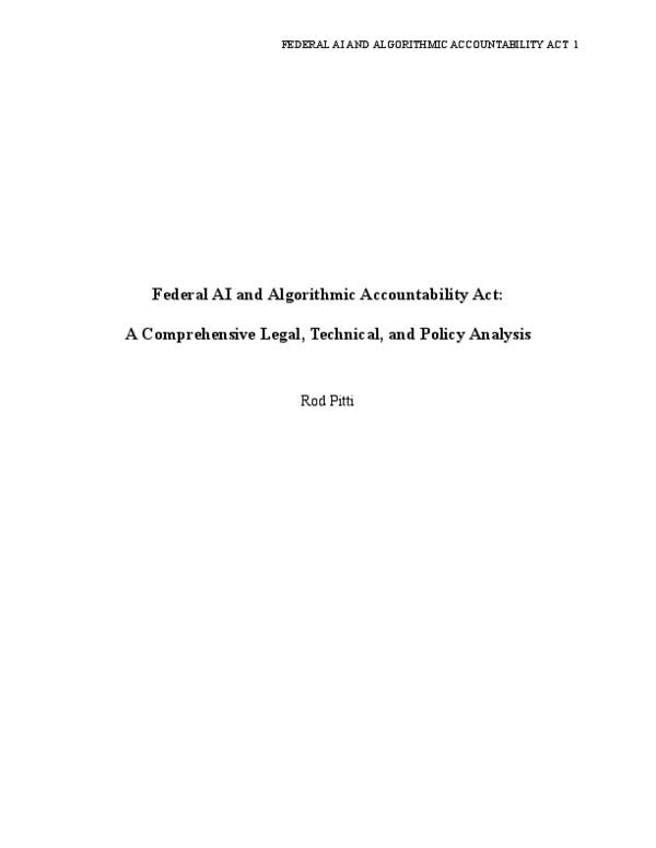 (PDF) Federal AI and Algorithmic Accountability Act: A Comprehensive ...
